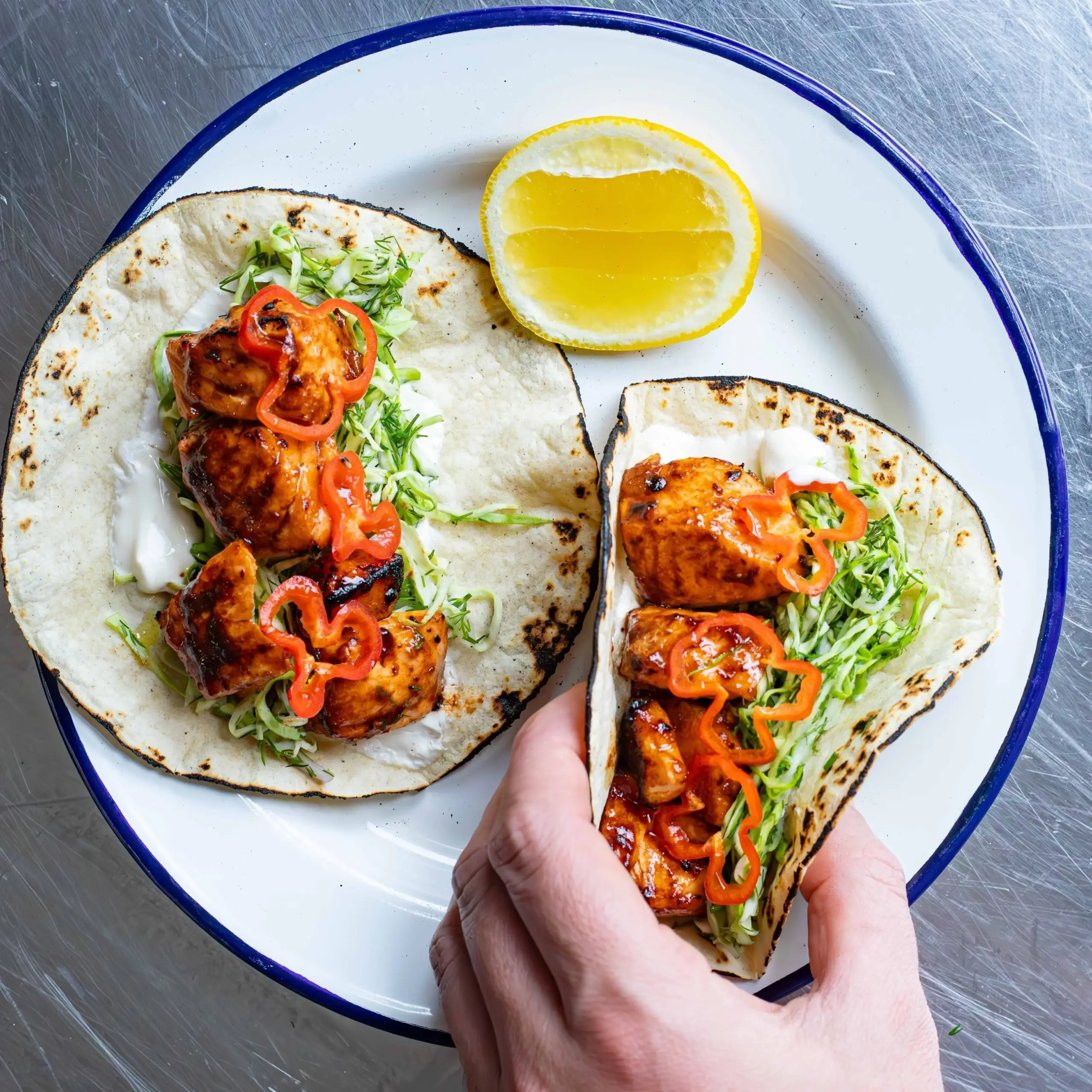 Air Fryer Mango Chipotle Salmon Tacos