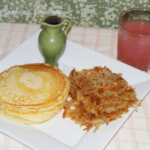 American Breakfast: Pancakes and Hash Browns