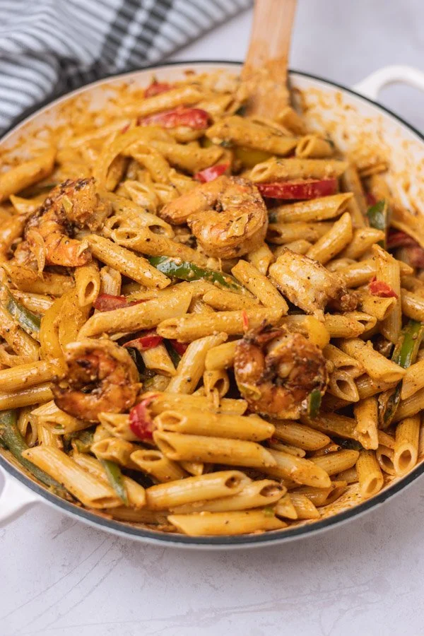 Best Rasta Pasta with Jerk Shrimp