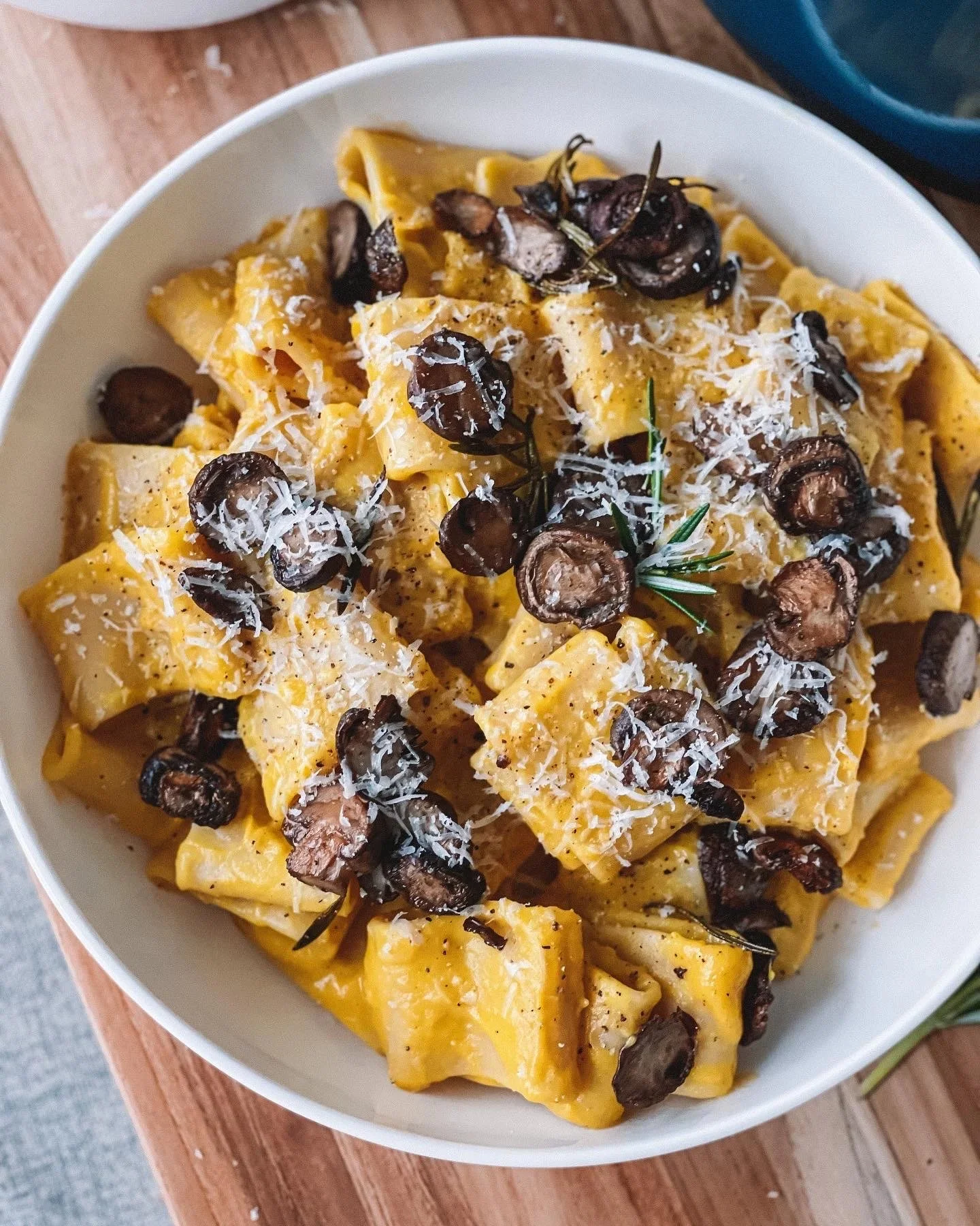 Butternut Squash Pasta with Crispy Mushrooms