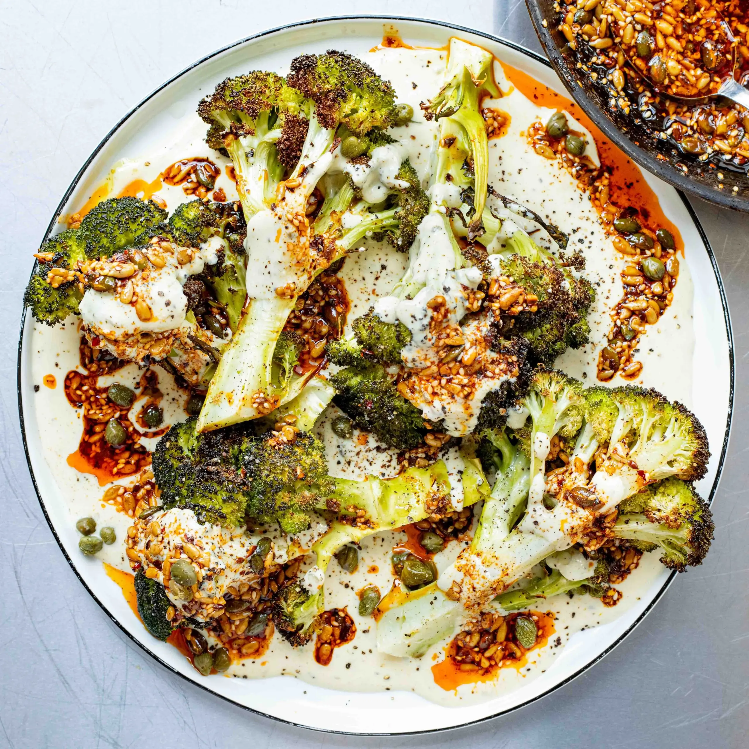 Caesar Style Broccoli with Smoky Drizzle