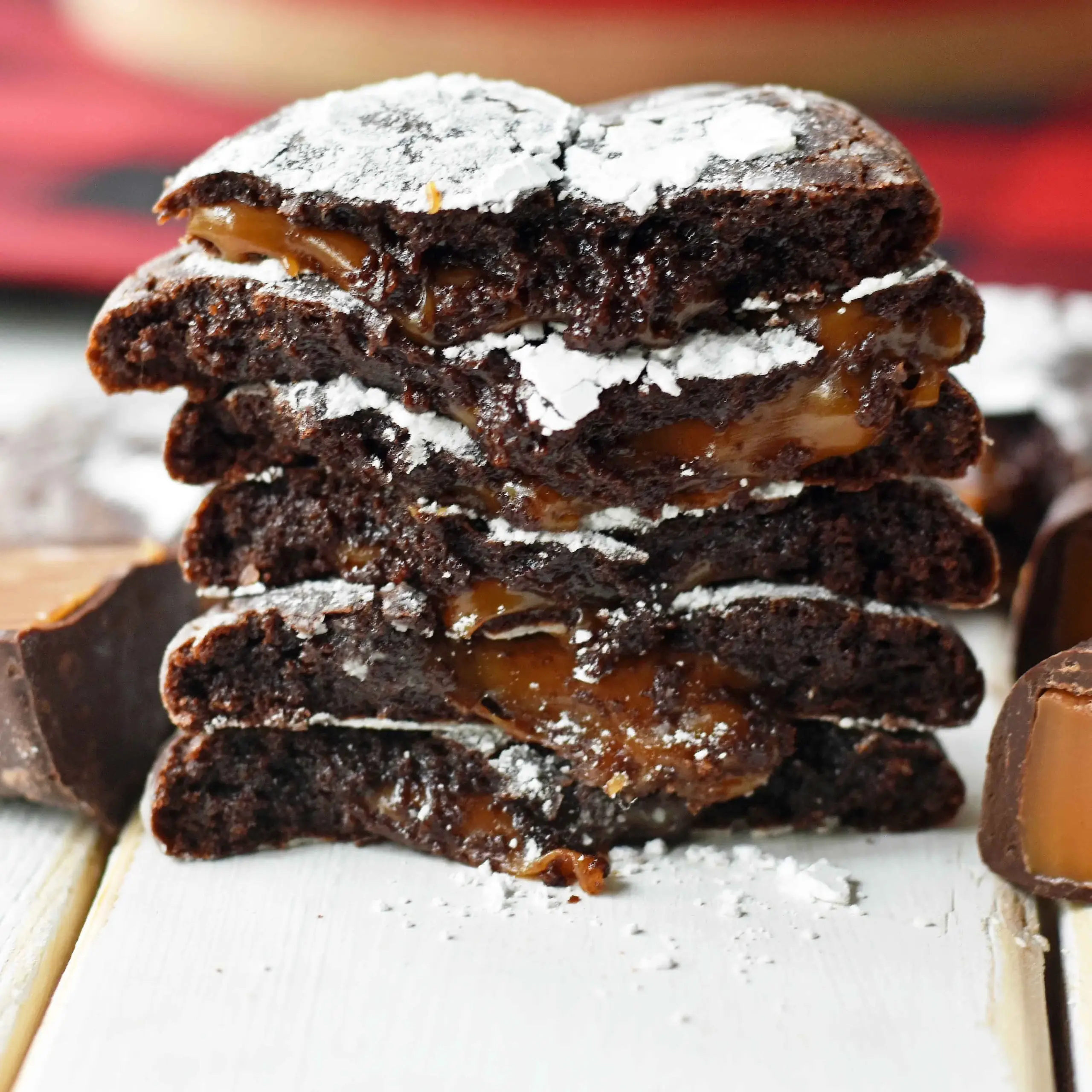 Caramel-Filled Chocolate Crinkle Cookies