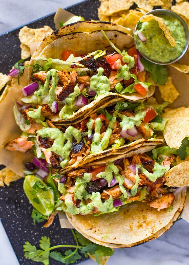 Charred Salmon Tacos
