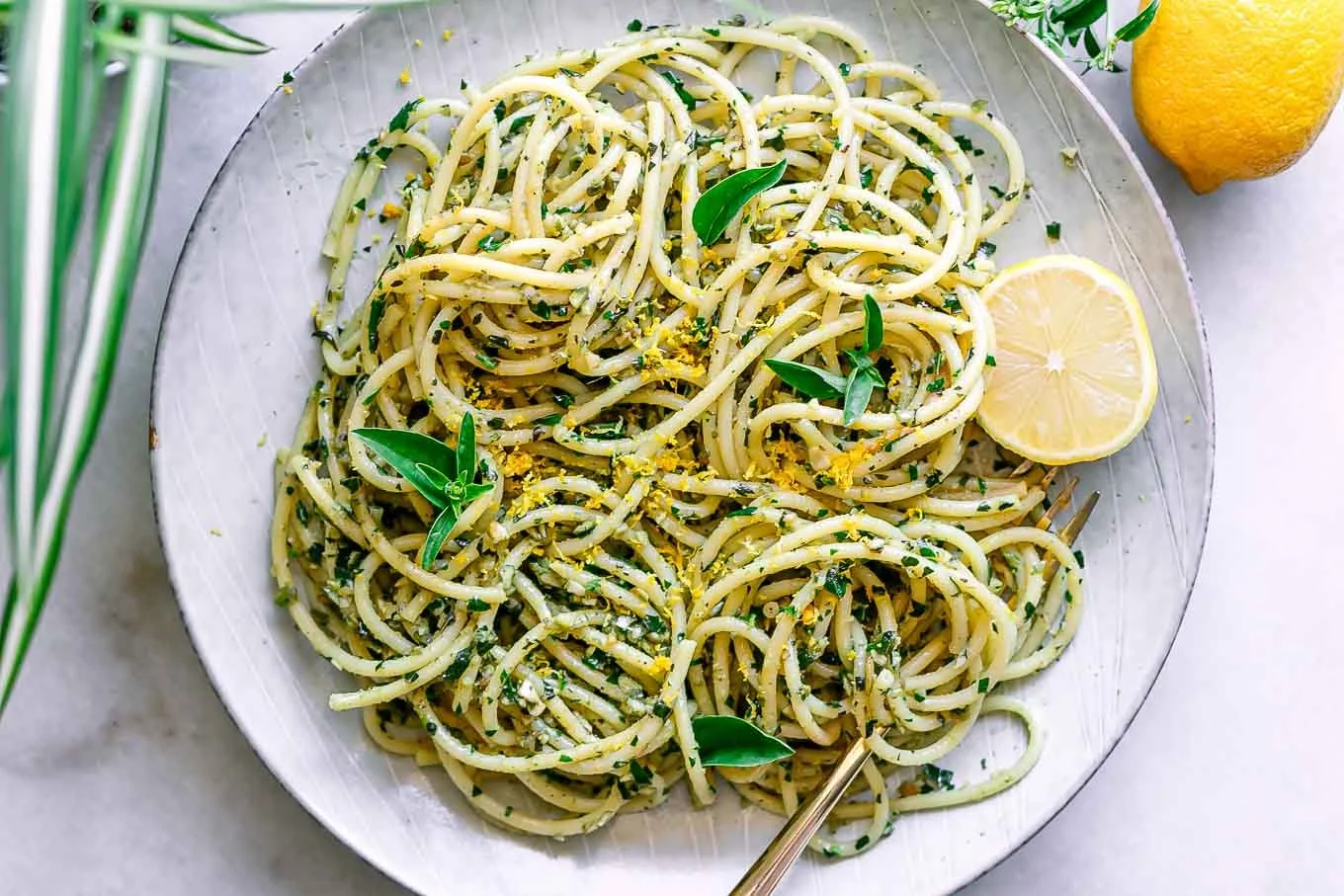 Citrus Pesto Pasta with Lemon