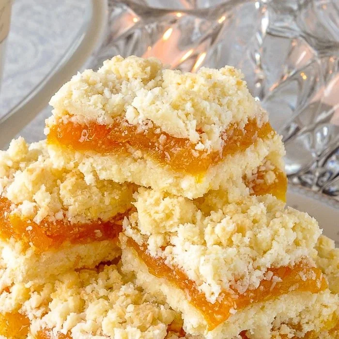 Coconut Apricot Crumble Bites with a golden crust and fresh apricots