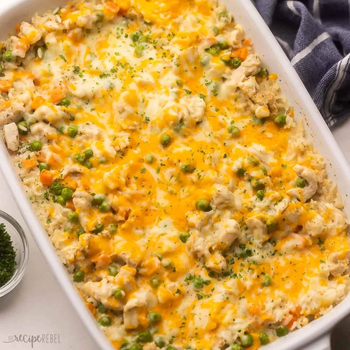 Creamy Cheesy Chicken Rice Bake