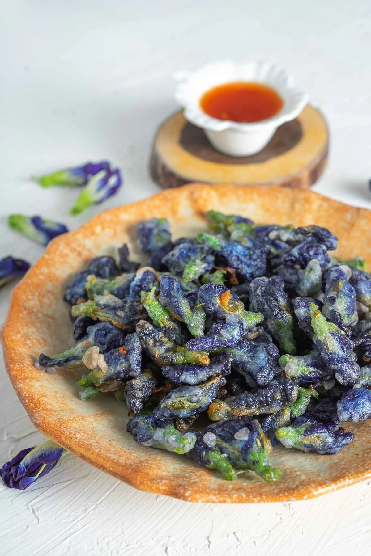 Crispy Fried Butterfly Pea Blossoms