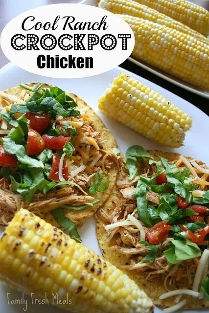 Crockpot Cool Ranch Chicken Tacos