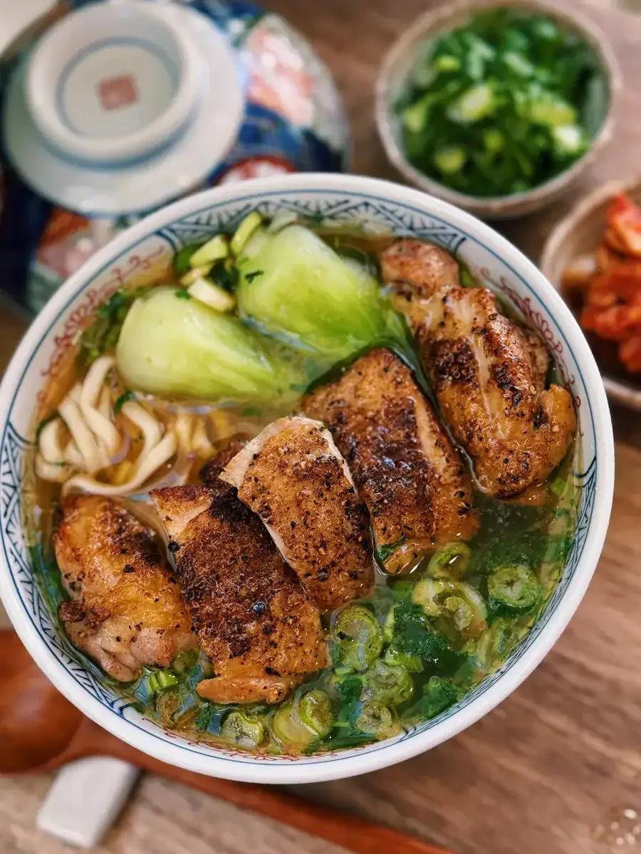 Crunchy Chicken Noodle Soup with Thighs