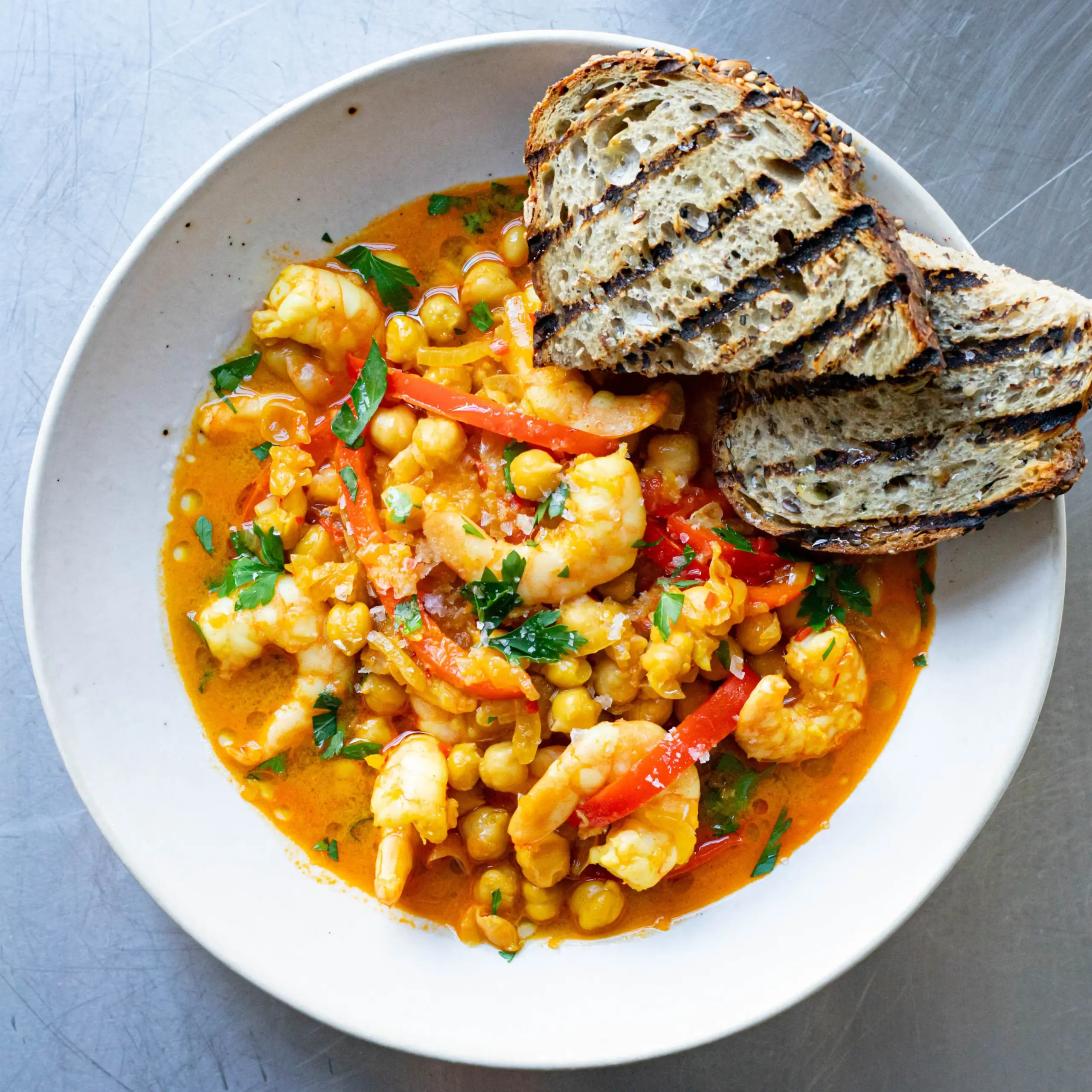 Fragrant Saffron Prawn and Chickpea Stew