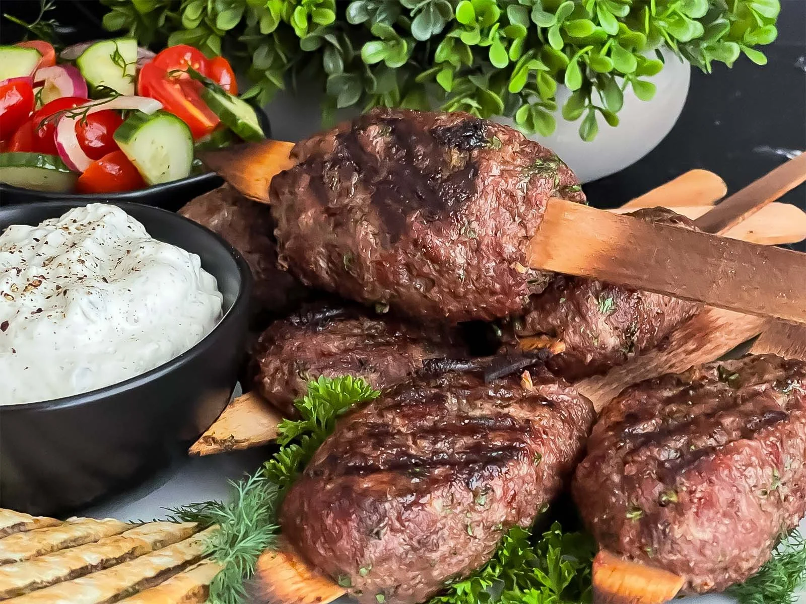 Grilled Spiced Beef Kofta Kebabs