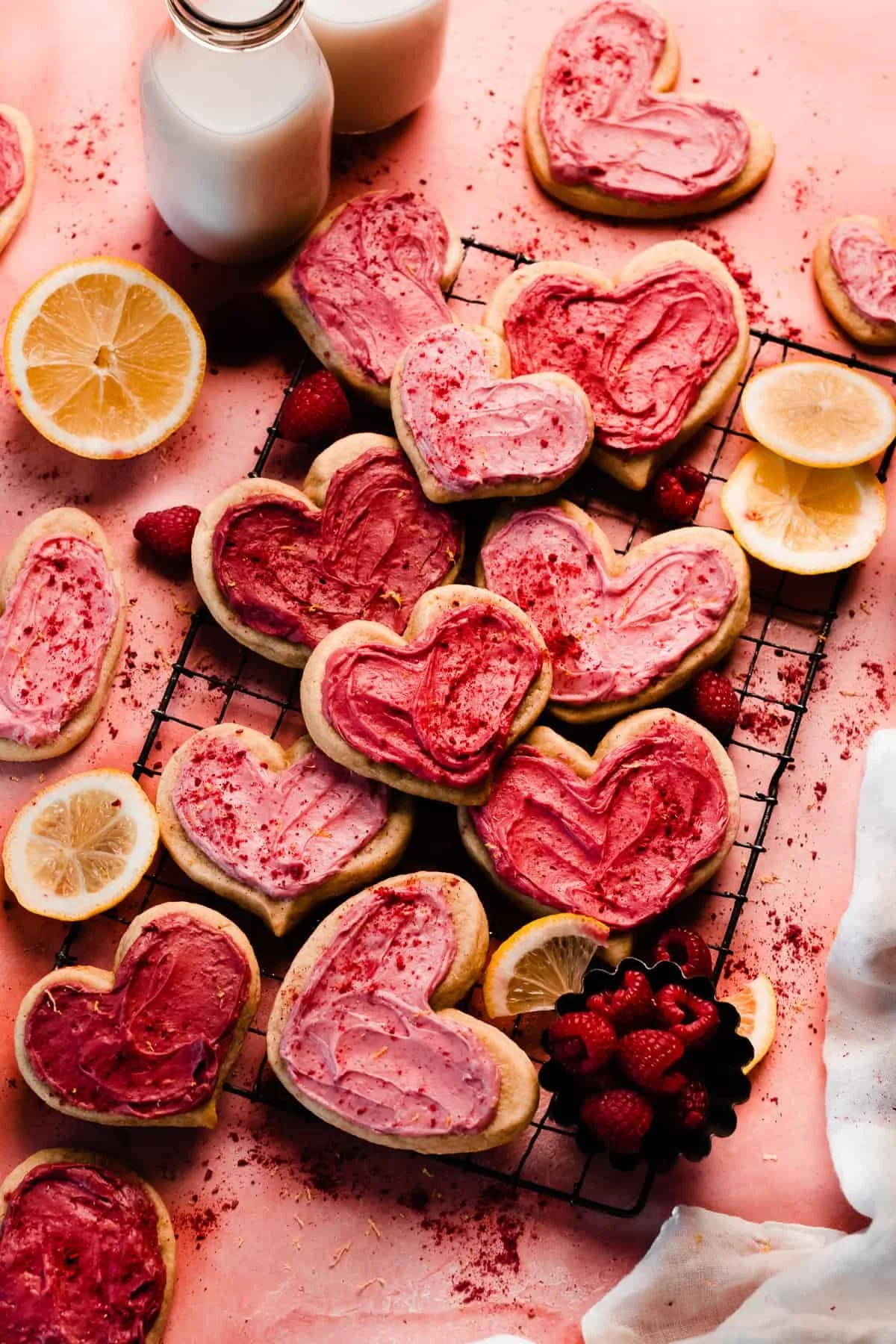 Heart Cutout Cookies with Raspberry Frosting