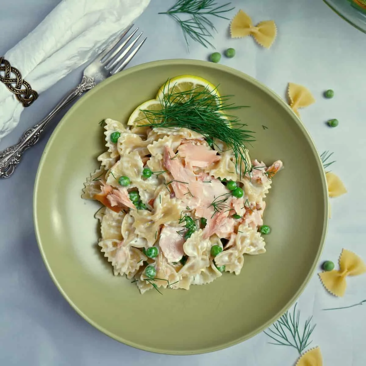 Lemon Salmon Pasta with Peas