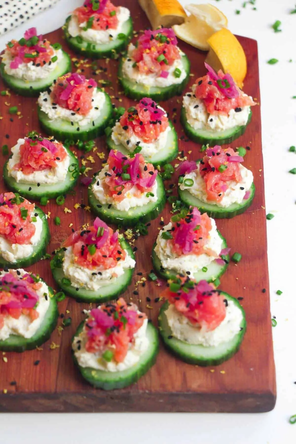 Make-Ahead Smoked Salmon Cucumber Canapes