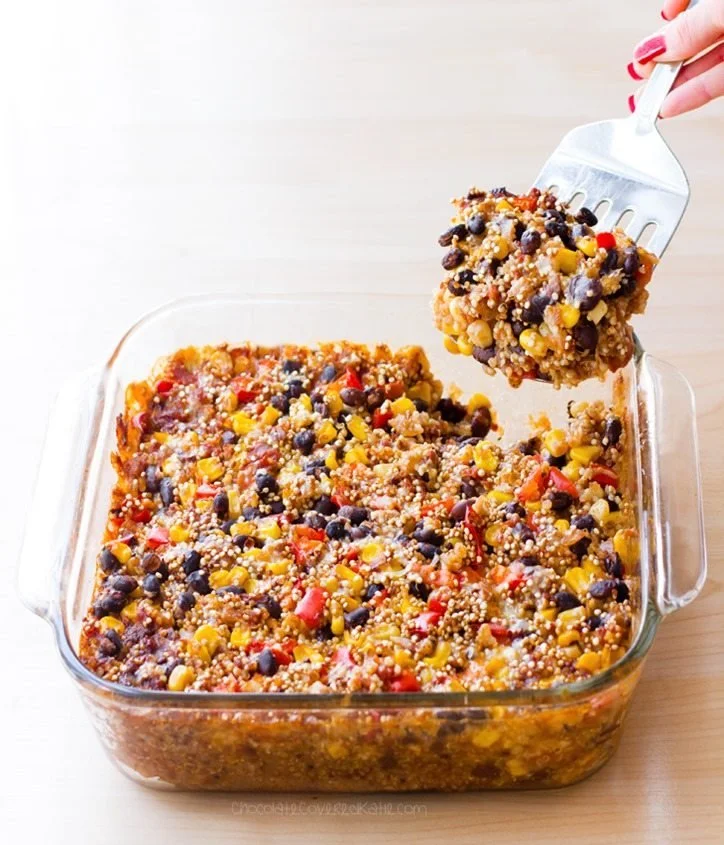 Mexican Cheesy Black Bean Quinoa Casserole