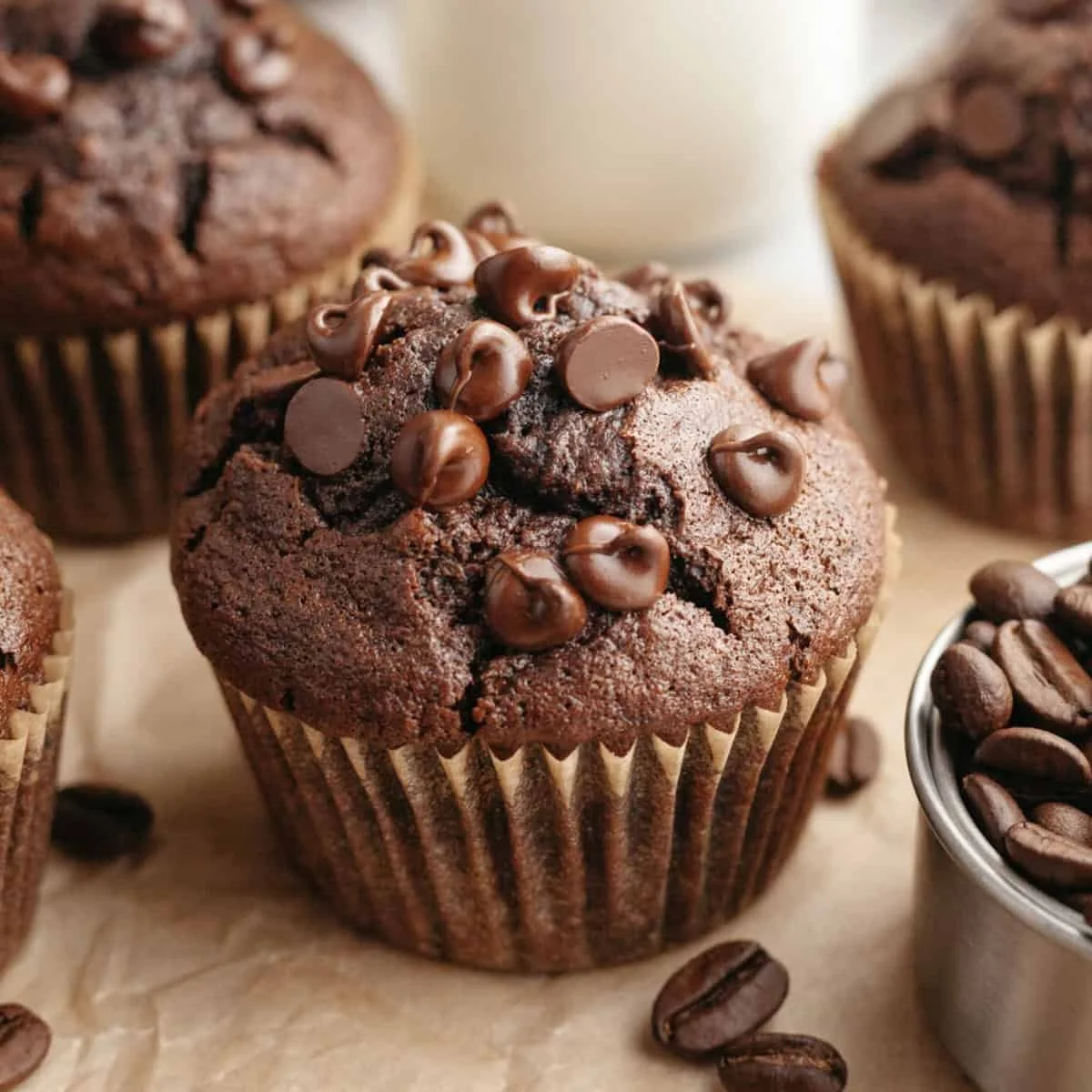 Moist Double Chocolate Espresso Muffins
