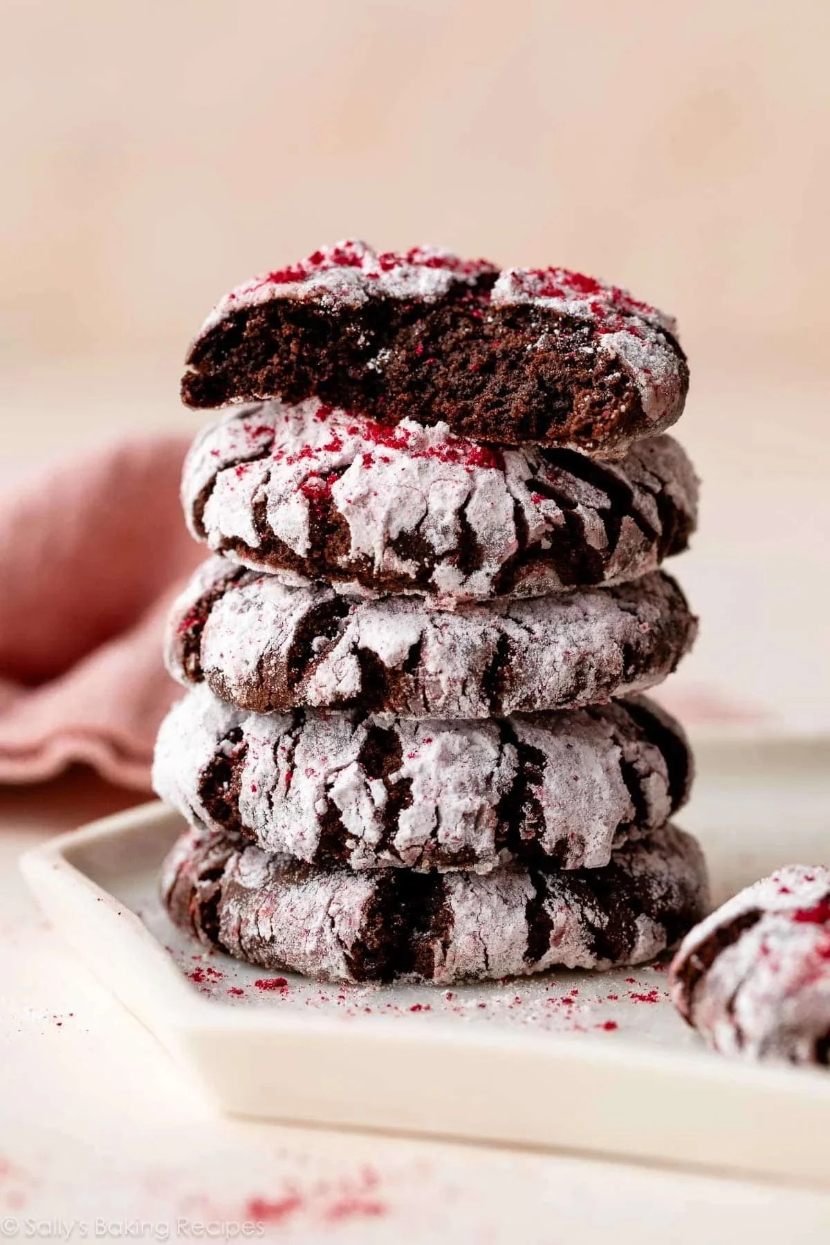Raspberry Chocolate Crinkle Cookies