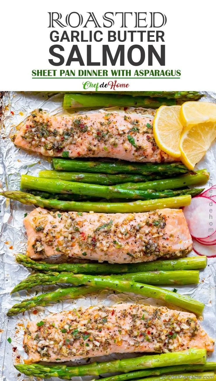 Roasted Garlic Butter Salmon with Asparagus