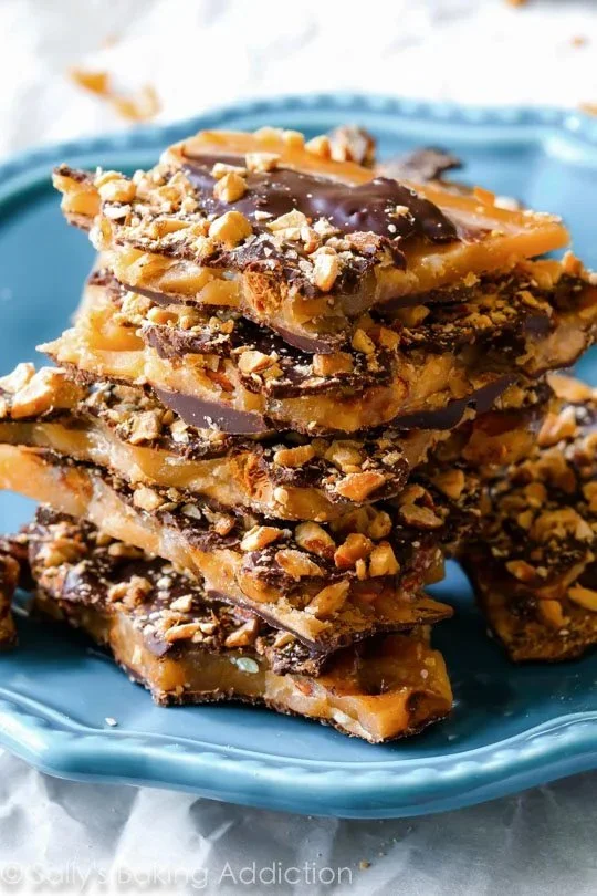 Salty Dark Chocolate Almond Toffee