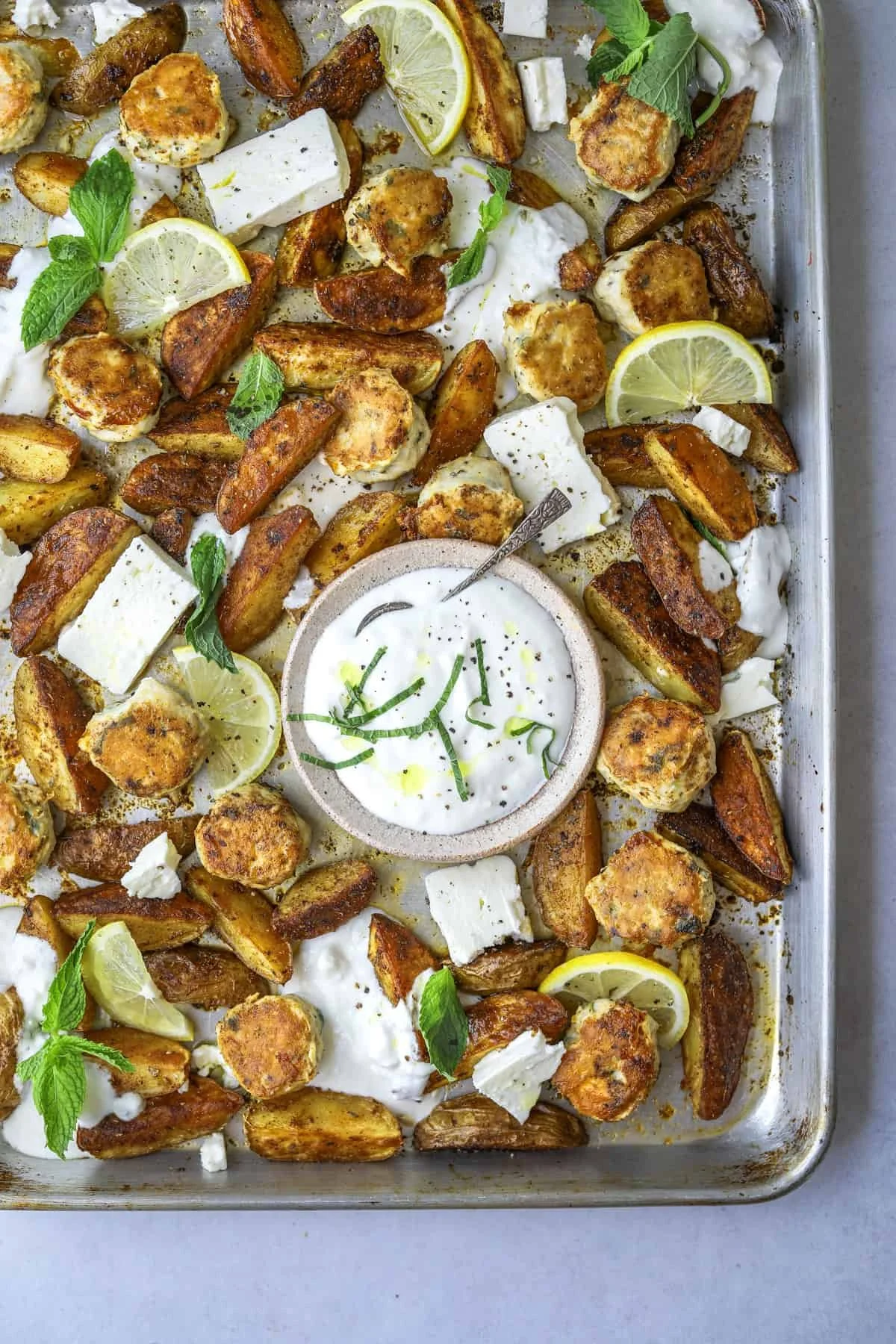 Sheet Pan Greek Chicken Meatballs