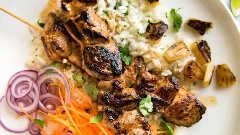 Tropical Pineapple Coconut Chicken Skewers