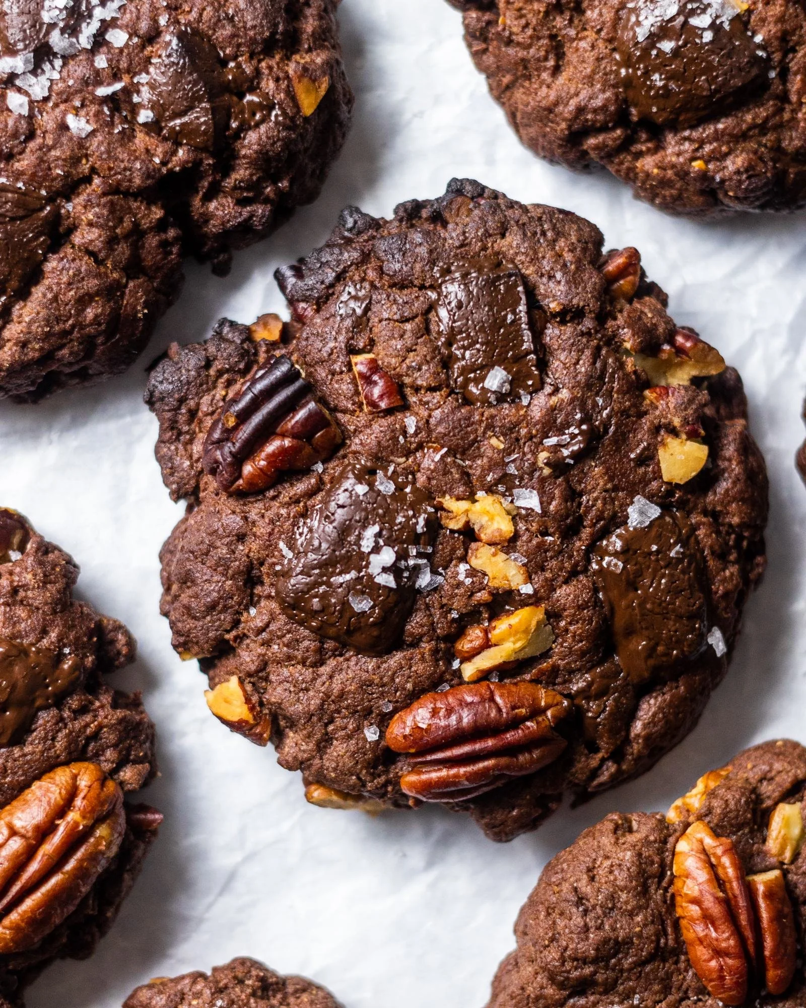 Vegan Triple Chocolate Pecan Cookies
