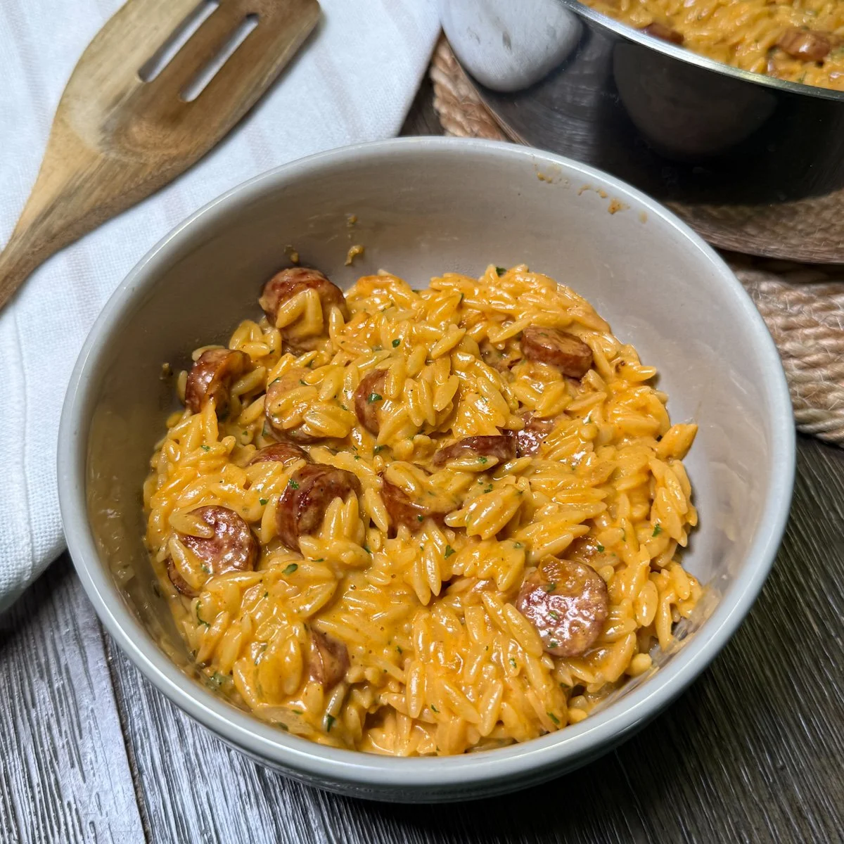 Velvety Cajun Sausage Orzo