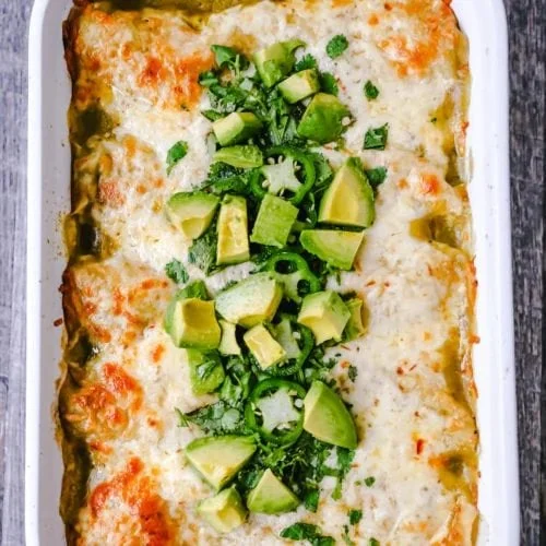 Velvety Green Chile Chicken Enchiladas